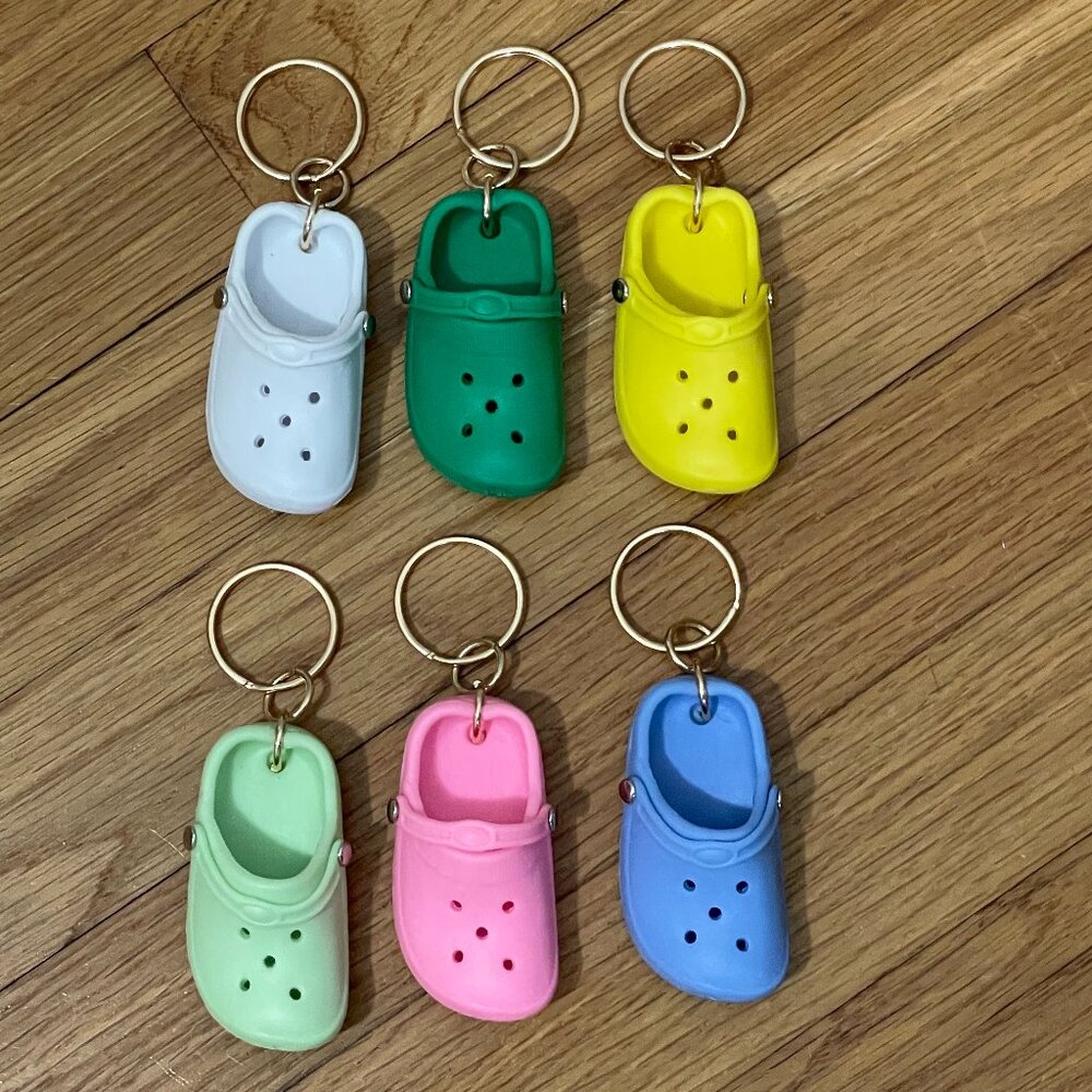 Set of 6 Mini Croc Shoe Keychains-Croc Shoe Keyrings-Party Favors-New!